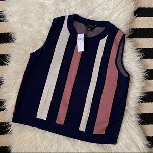 AnnTaylor stripe sweater knit top navy Matching skirt sold sep / make a set NEW